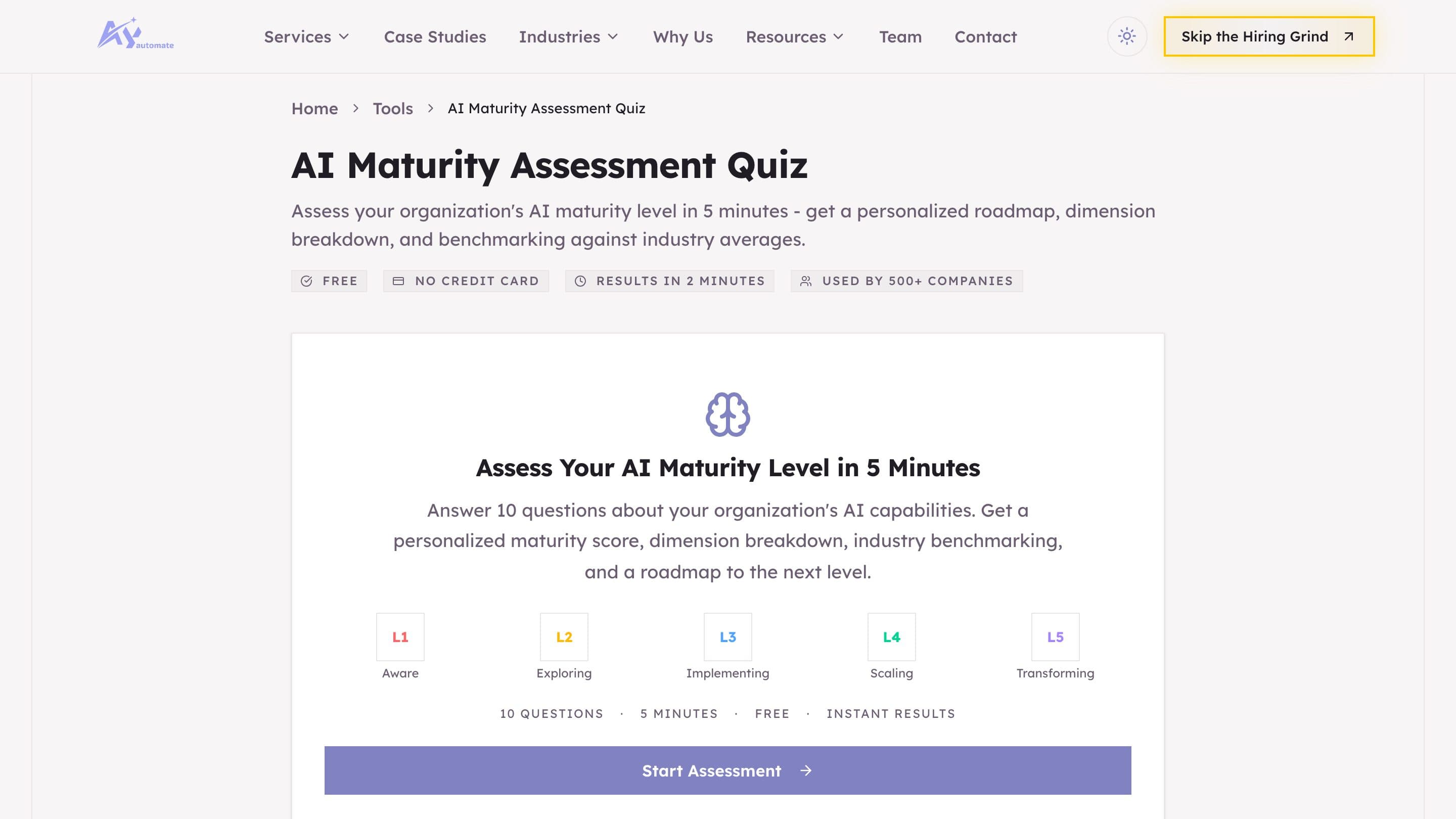 AI Maturity Assessment Quiz preview