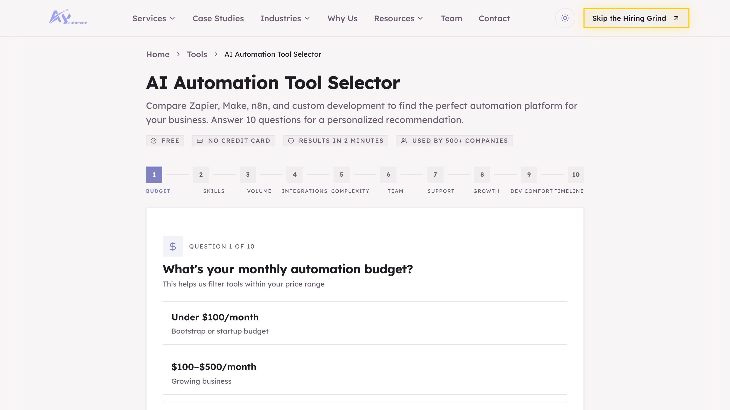 AI Automation Tool Selector preview