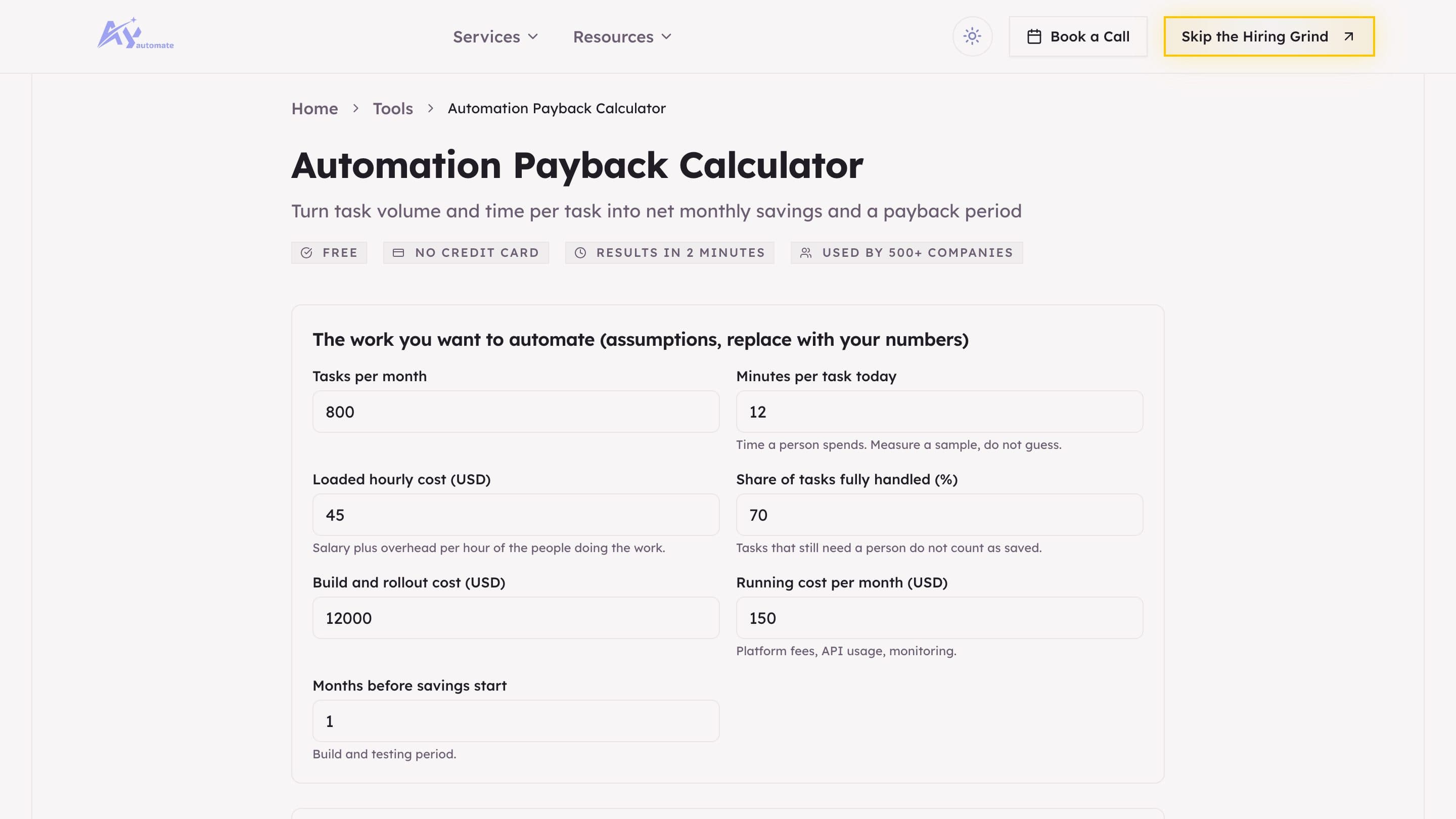 Automation Payback Calculator preview