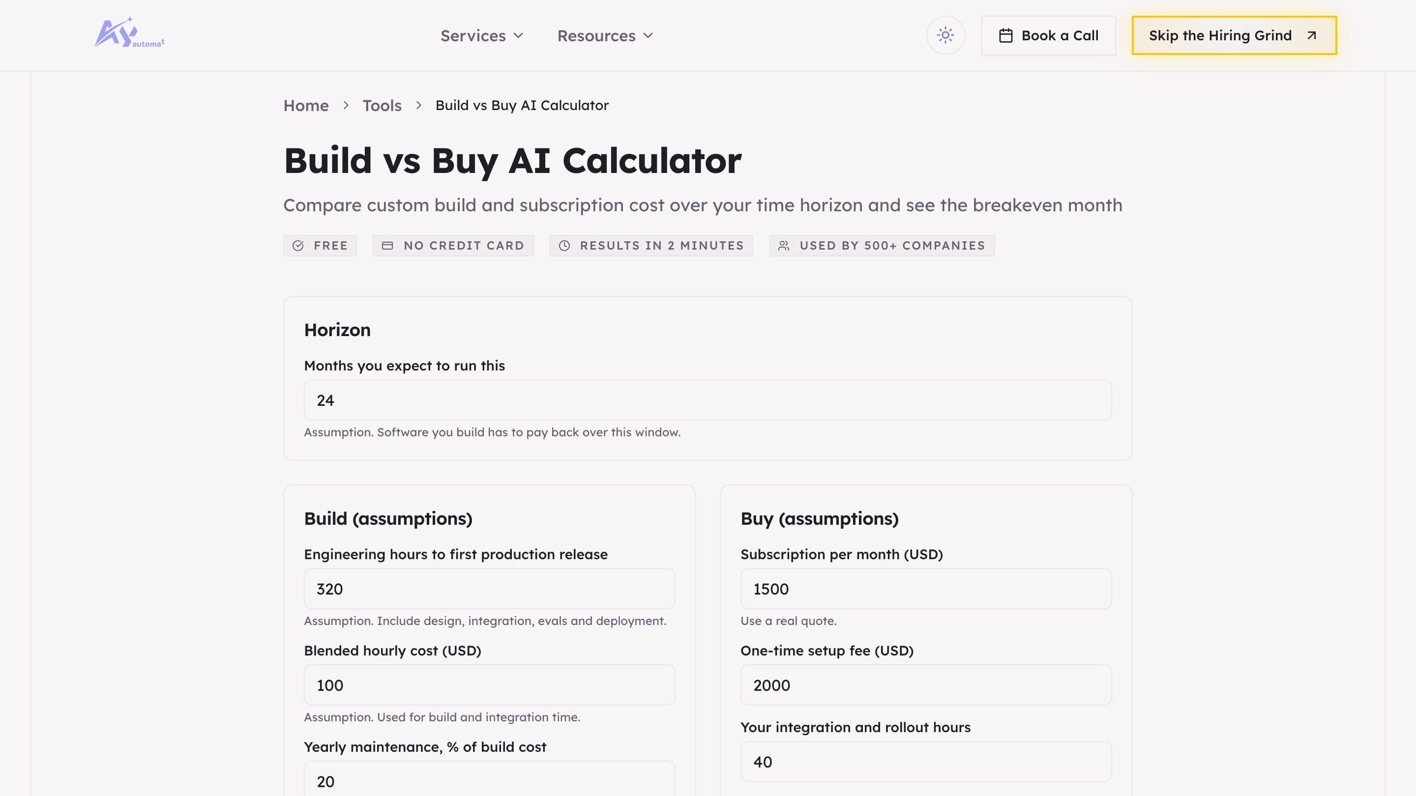 Build vs Buy AI Calculator preview