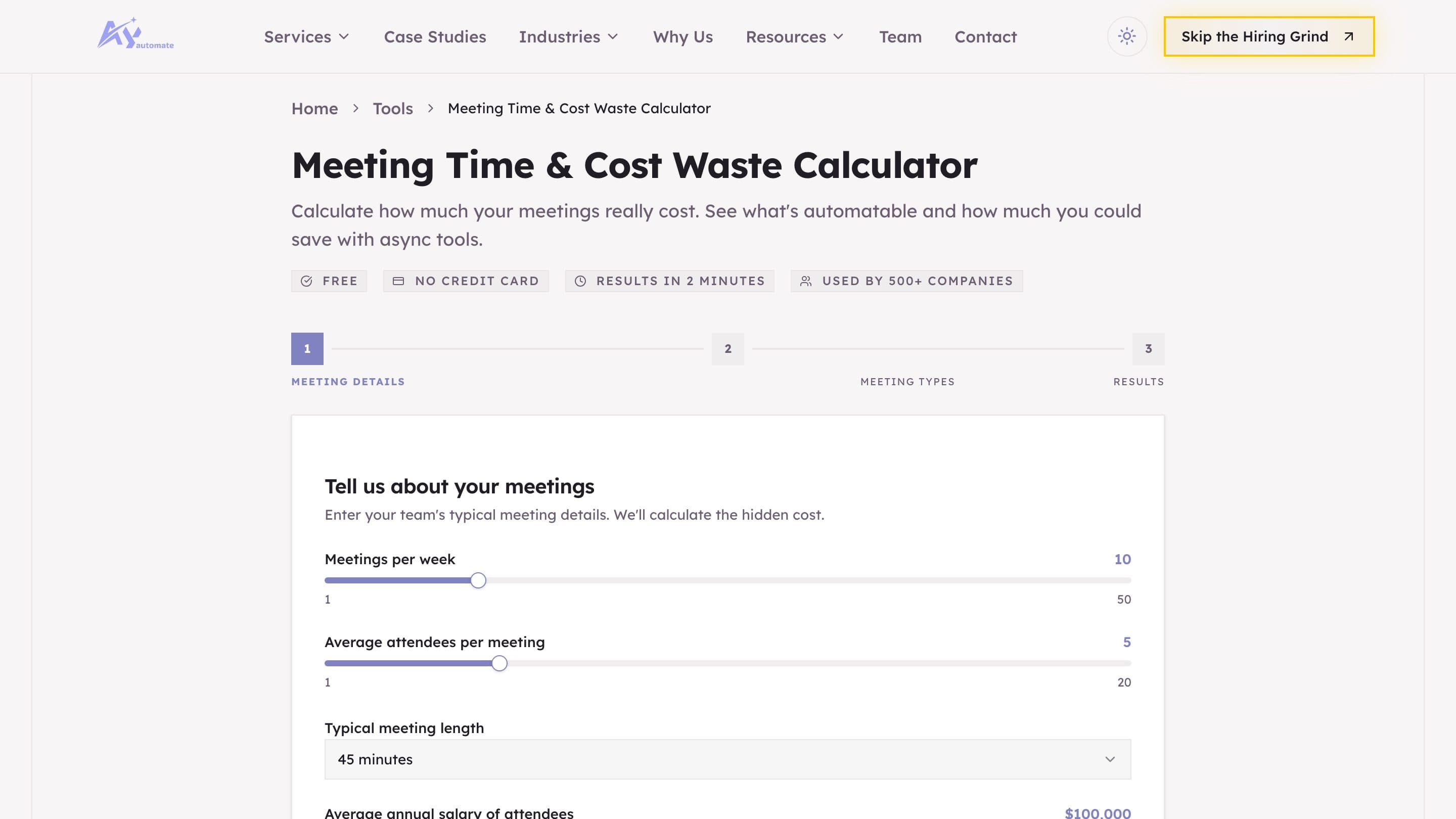 Meeting Automation Calculator preview