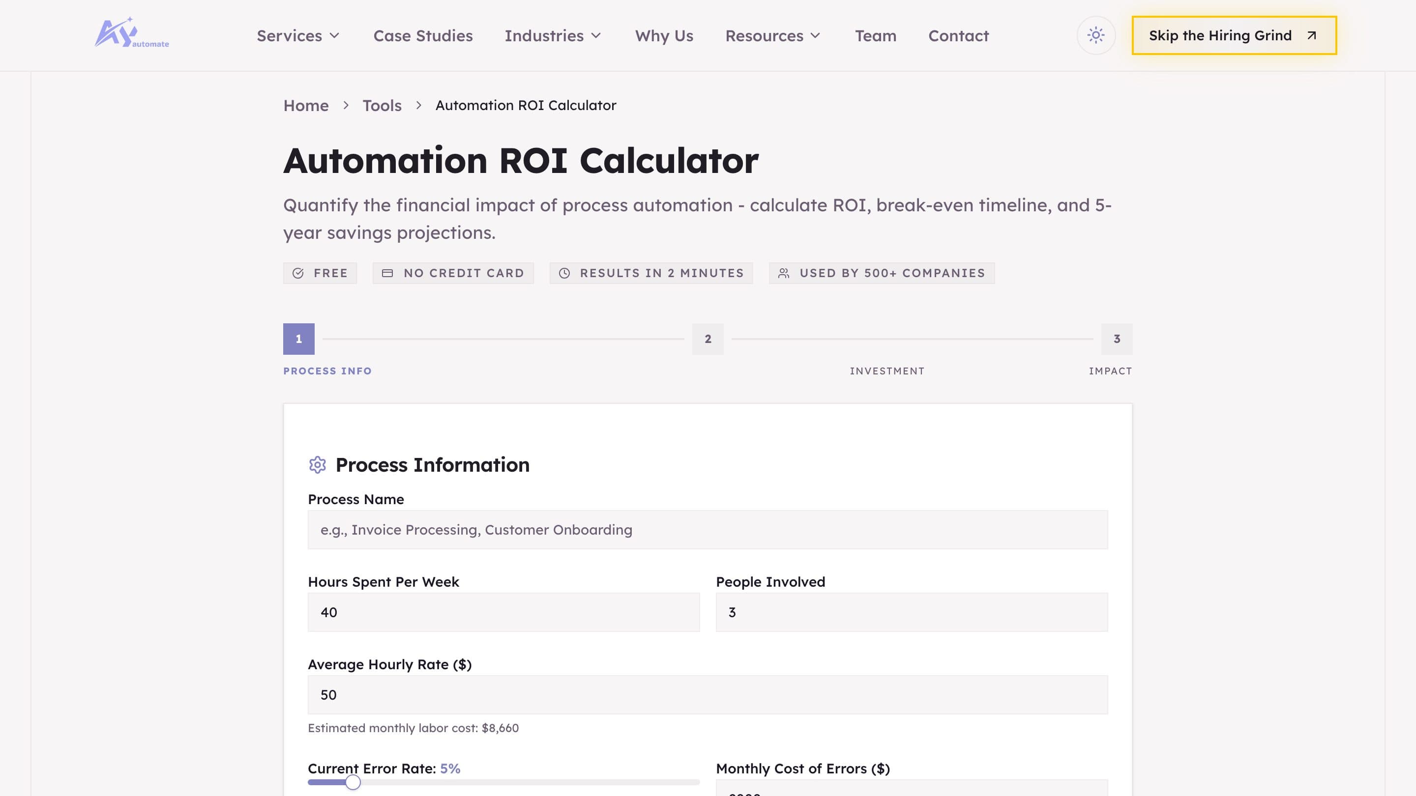 Automation ROI Calculator preview