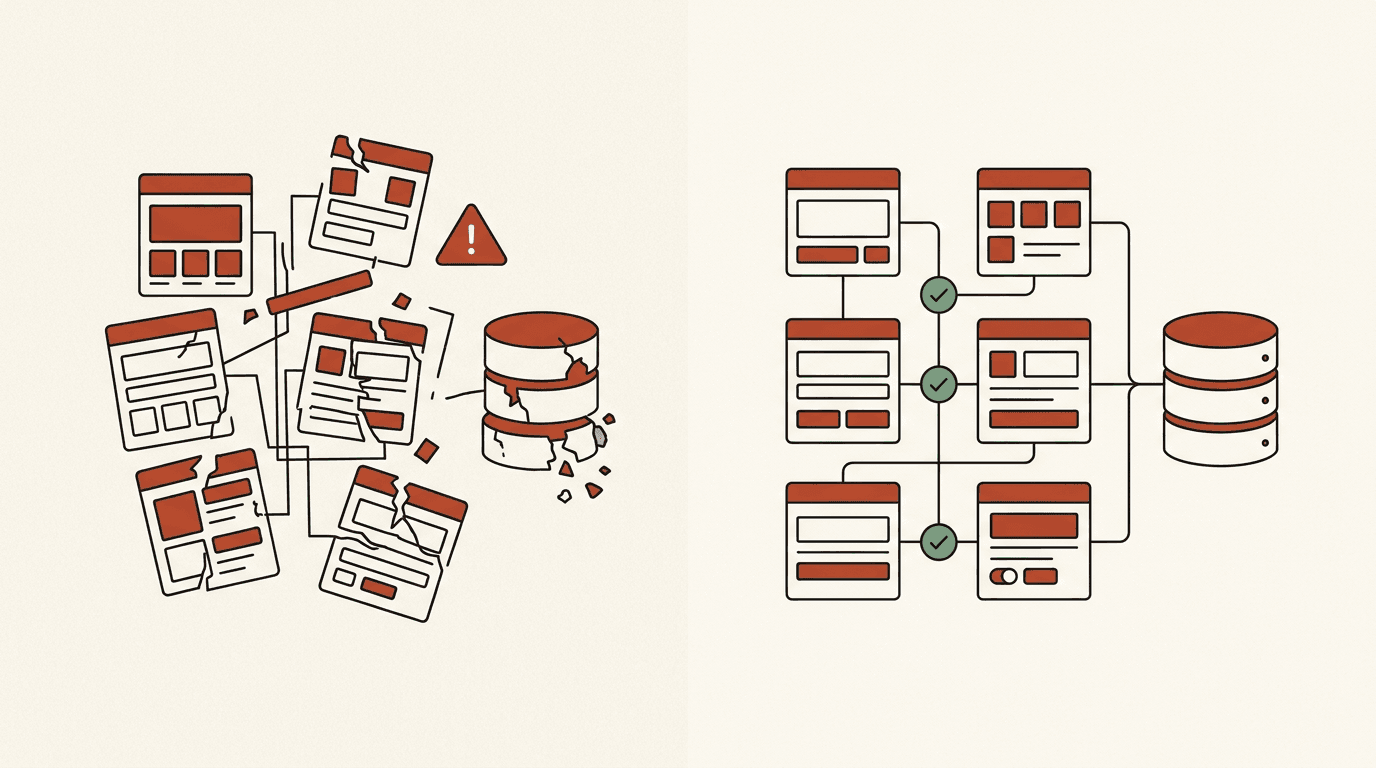 tangled DIY Bubble app versus a structured maintainable build