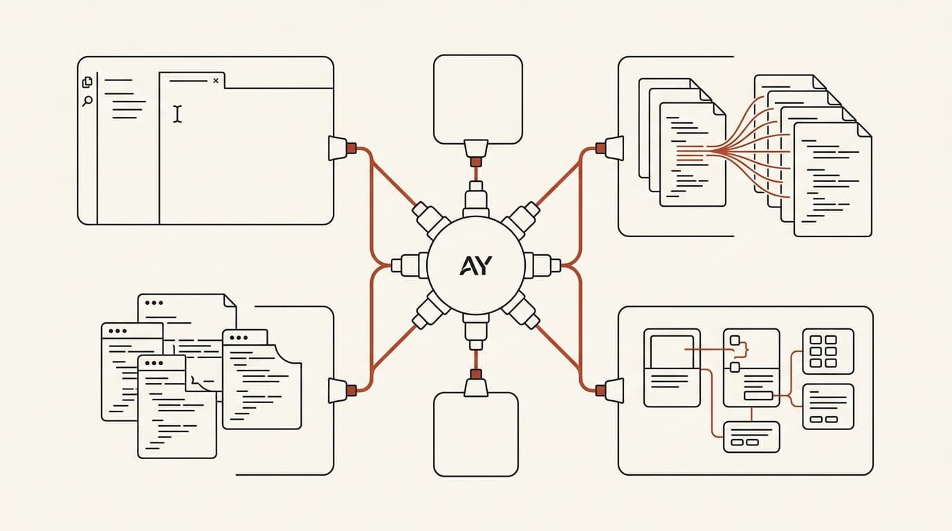Cursor MCP servers and project rules connecting a codebase and tools