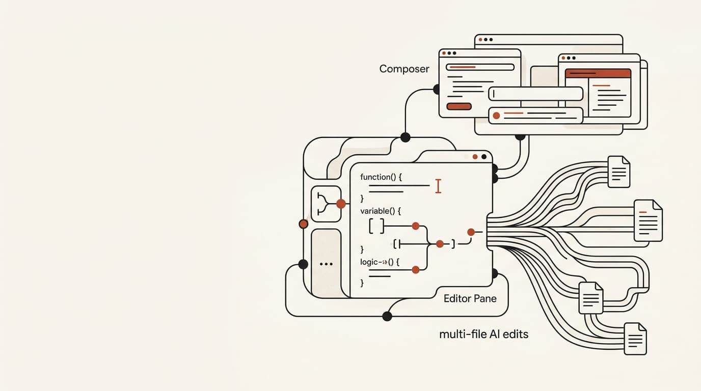 Cursor AI code editor with Agent and Composer panels