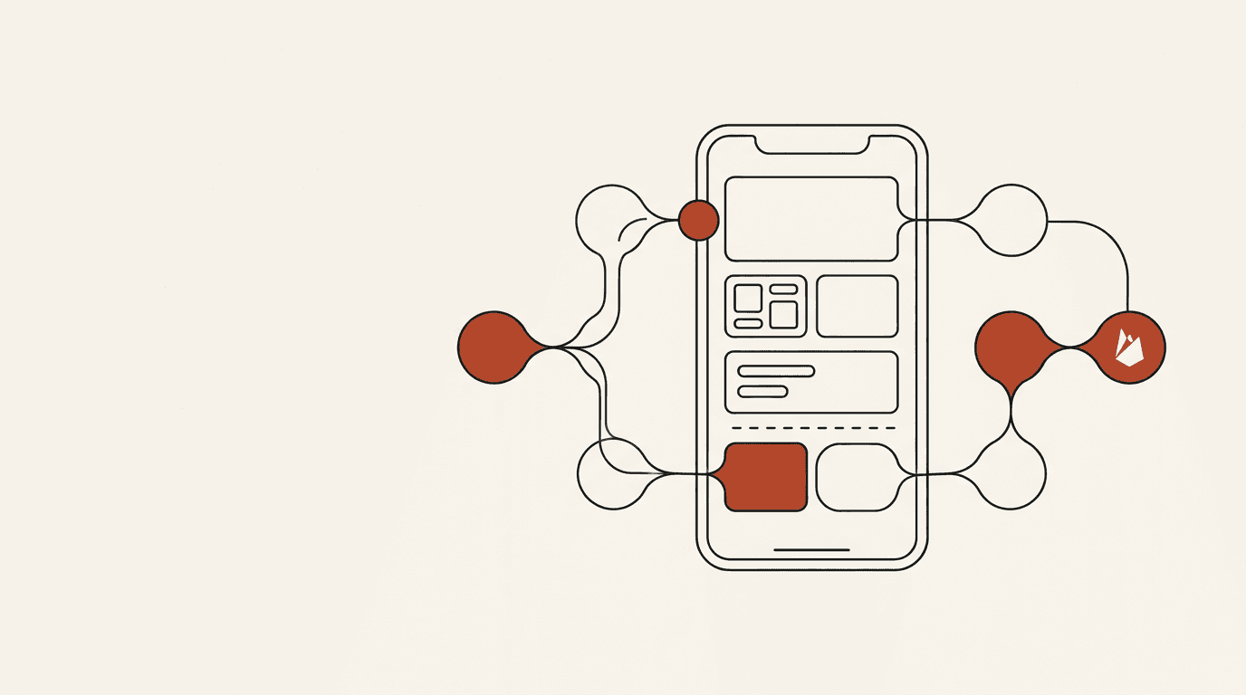 FlutterFlow visual app builder canvas with mobile screens