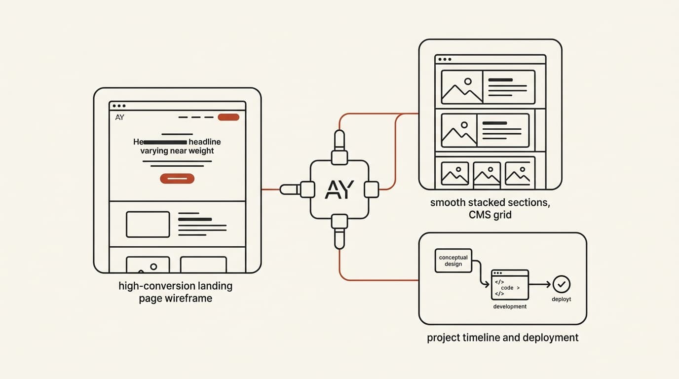 custom Framer code components, CMS, and animations powering a site