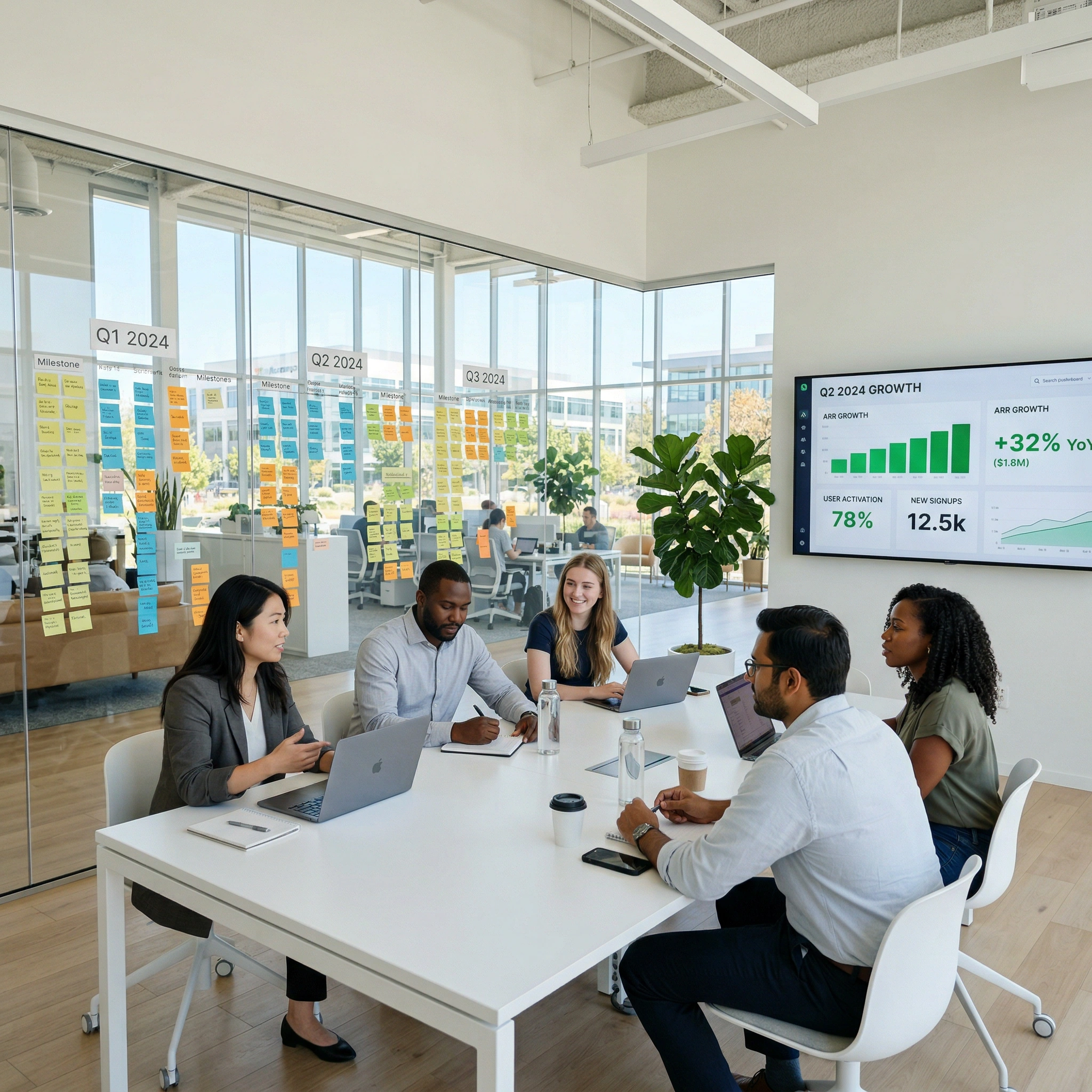 ai for saas dashboard showing arr growth and user onboarding metrics