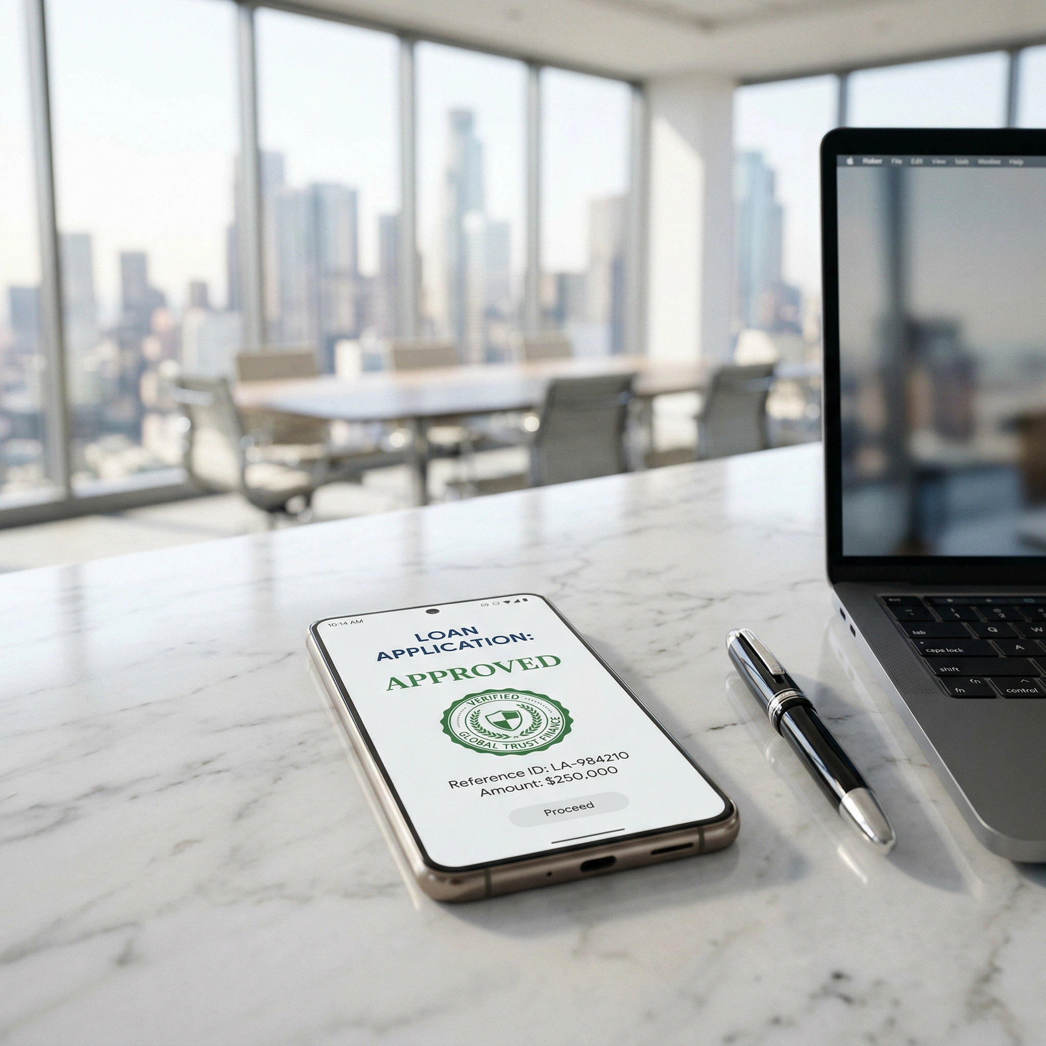 loan origination software interface on mobile for instant credit approval