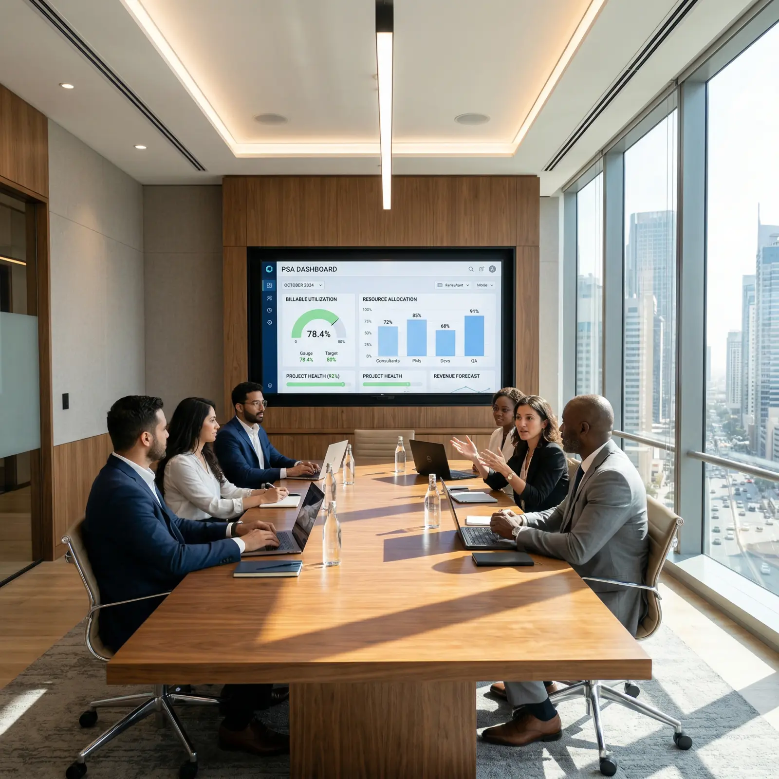 professional services automation dashboard tracking billable utilization